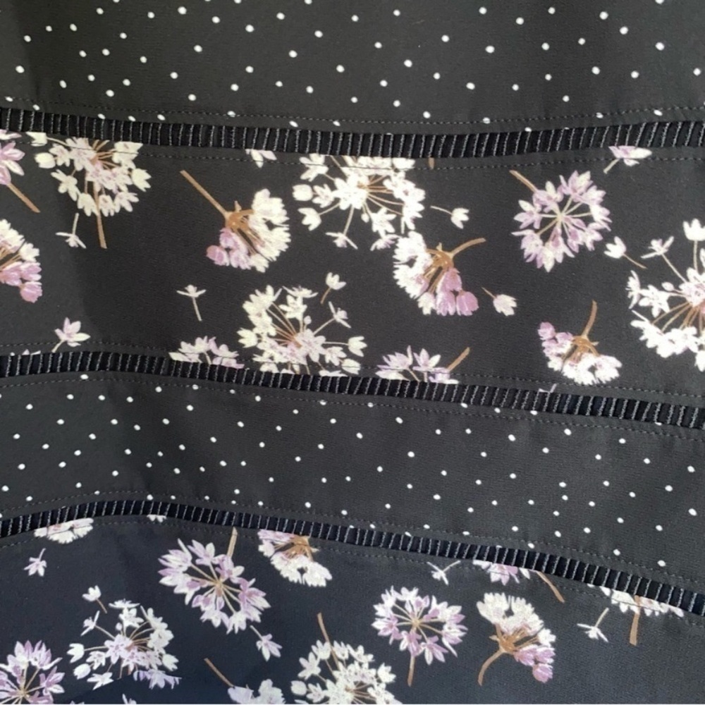 White House Black Market Black & Floral Strip Skirt - Picture 2 of 4